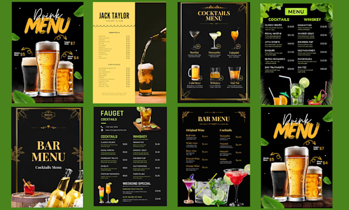 do editable menu digital bar menu price list menu design menu