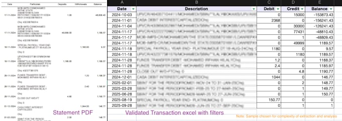 convert bank statements into validated excel data