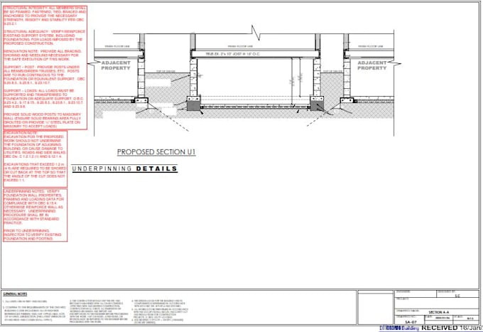 prepare architectural permit drawings for underpinning and basement