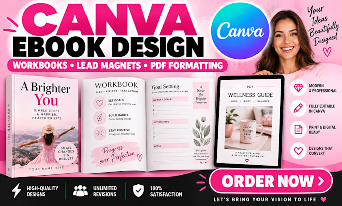 design canva ebook, canva work book, lead magnet ebook, PDF formatting