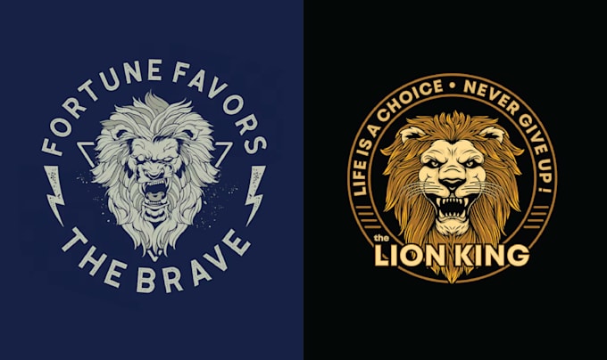 design hand drawn tiger and  lion head logo