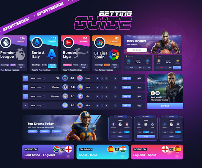do UI UX design for tournament app bet app bet website with prototype