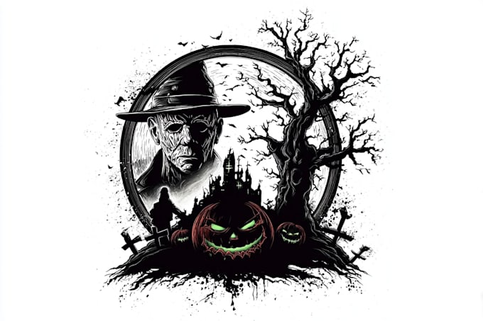 design custom made halloween, horror logo