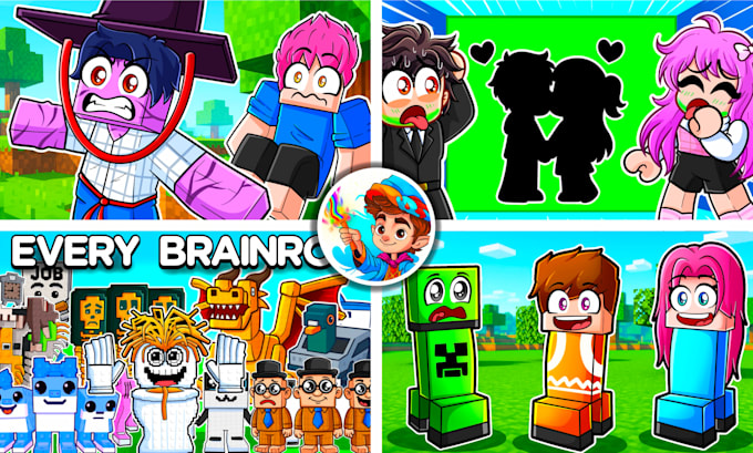 draw cartoon roblox, minecraft and anime youtube thumbnails