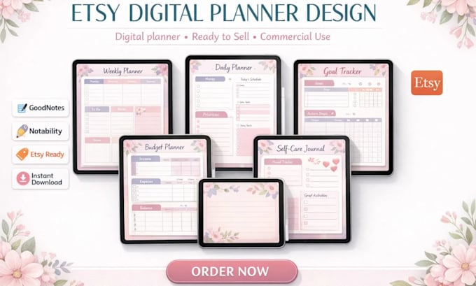 design high demand etsy digital products, etsy shop SEO listing, digital planner