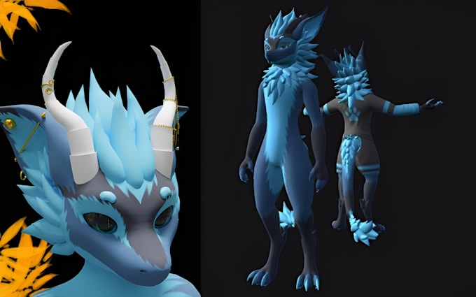 Create custom vrchat furry avatar model vrc avatar physbones facial rig ...