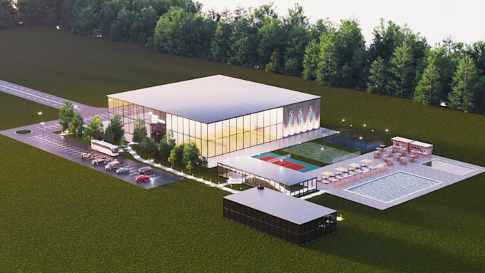 do 3d sport event center, 3d sport complex, indoor games arena, sport facility
