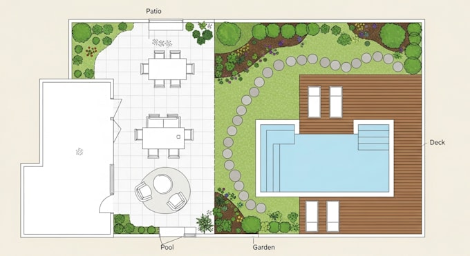 Design stunning 2d landscape, patio, garden, pool, and deck layouts by ...