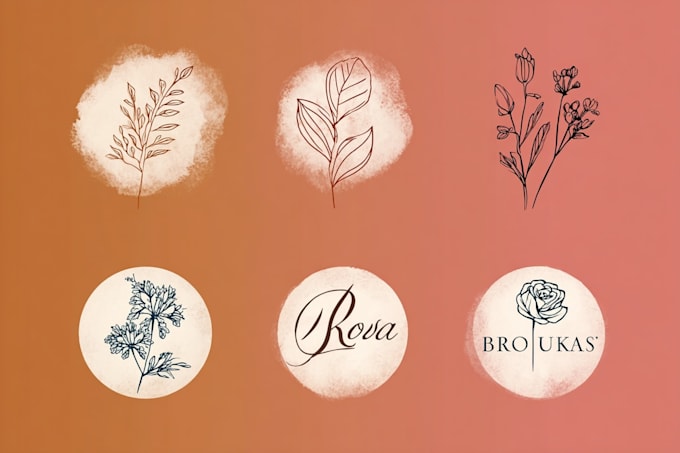 design hand drawn minimalist feminine boho botanical logo