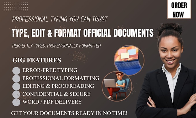 professionally type, edit, format and proofread your official documents