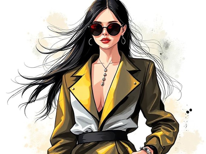 draw a digital fashion illustration