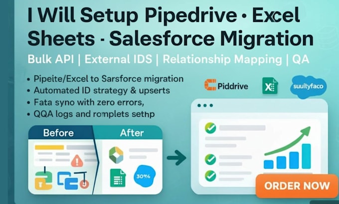 setup pipedrive excel salesforce migration bulk api external ids relationship qa