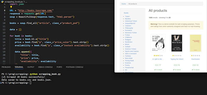 do python web scraping for products, prices, images with fast delivery
