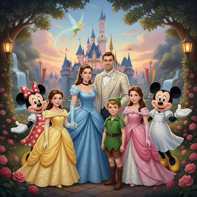 esign a professional disney family portrait