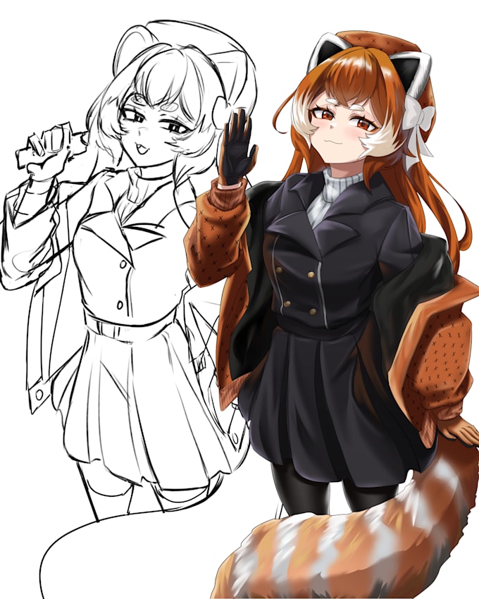 draw anime oc portrait, half body or full body