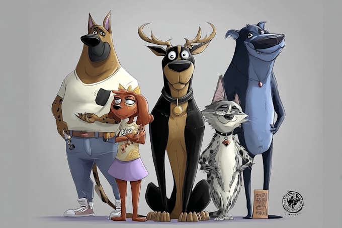 draw custom animal cartoon illustration