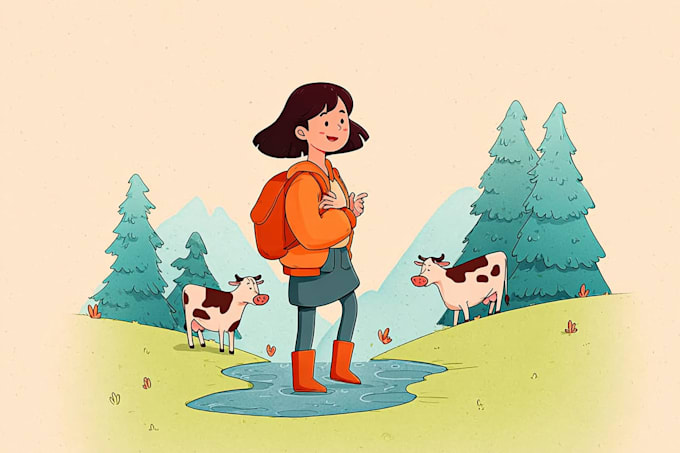 draw a hand drawn or cute cartoon illustration vector drawing for you