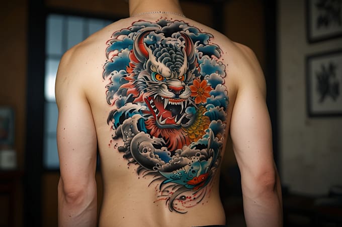 making a tattoo in japanese style