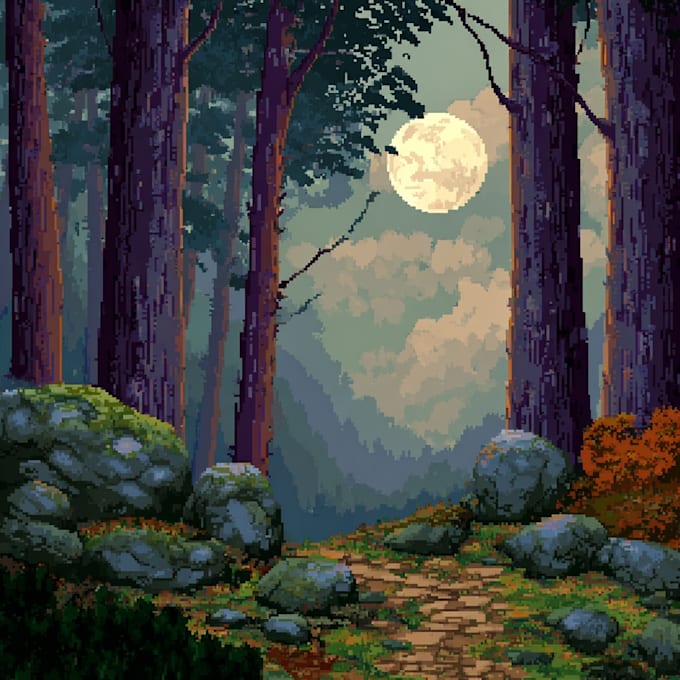 make pixel art scene or background