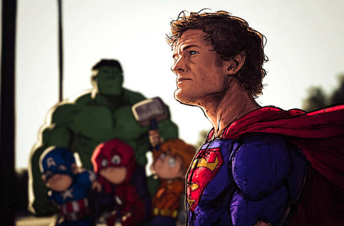 draw you as an amazing superhero illustration