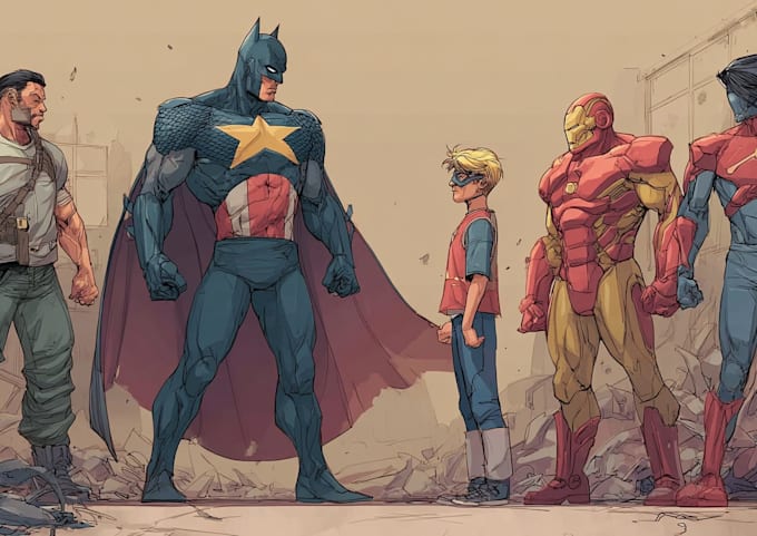 draw and write a professional superhero comic for you
