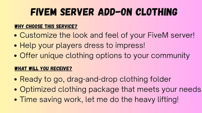 create a fivem server ready clothing pack