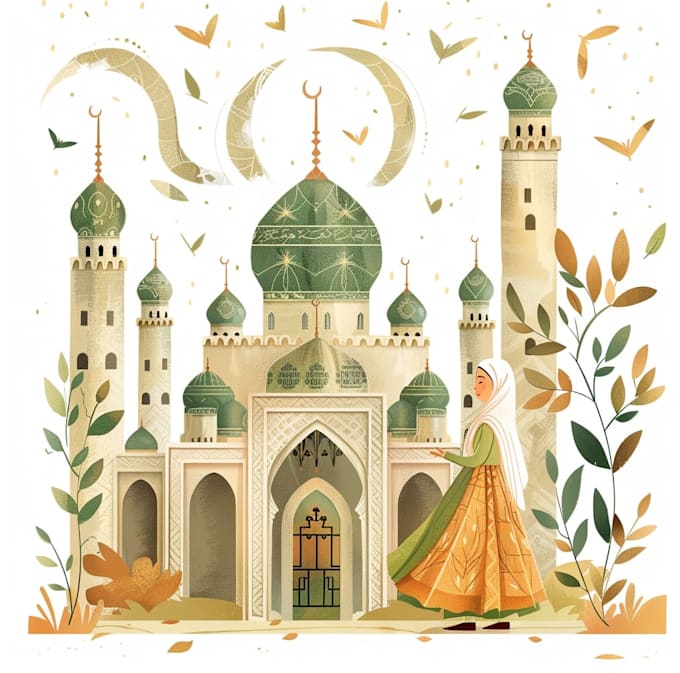 make amazzing muslim vector portrait or concept design