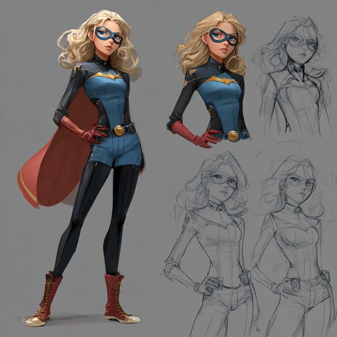 drawing custom superhero character in action