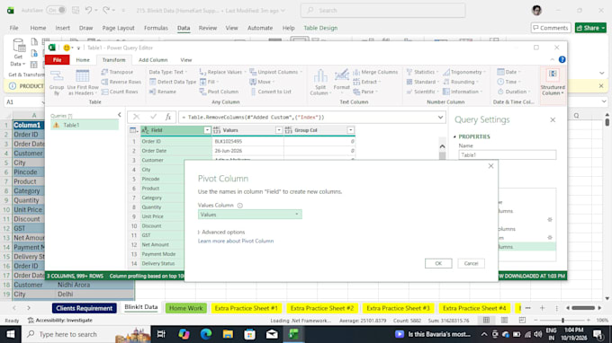clean, format, merge, split excel data