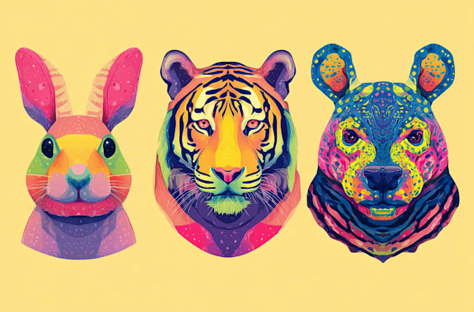 make cute animals illustration and cartoon character