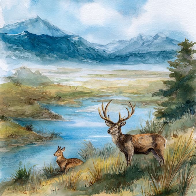 draw a watercolor landscape illustration