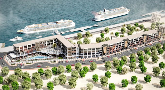 rejuvenate mixed use building,resort render, landscape, revit, urban development