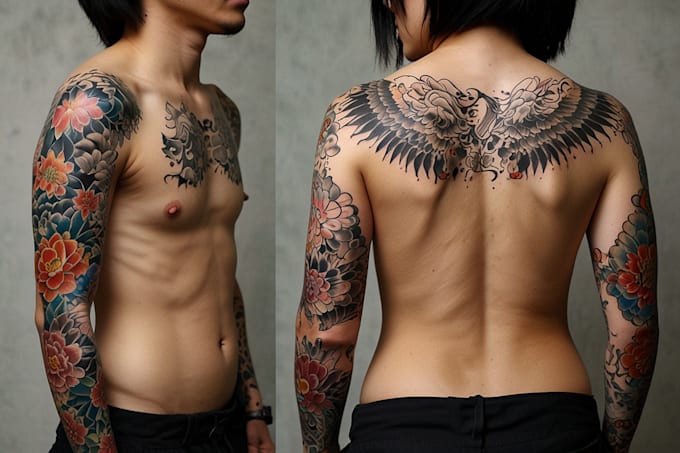 making a tattoo design in japanese style