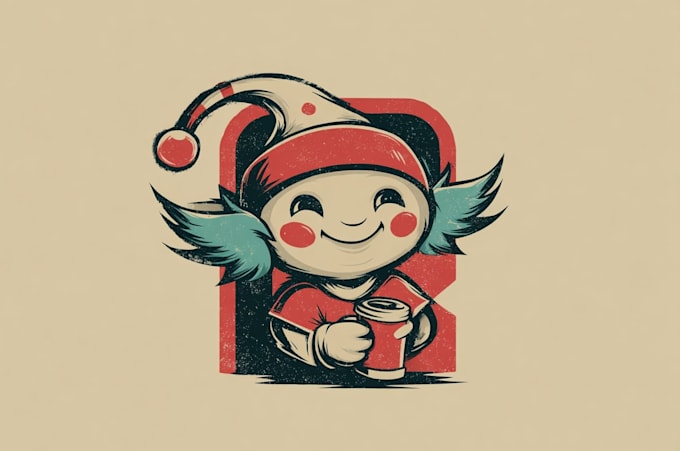 do awesome chibi mascot logo vintage style