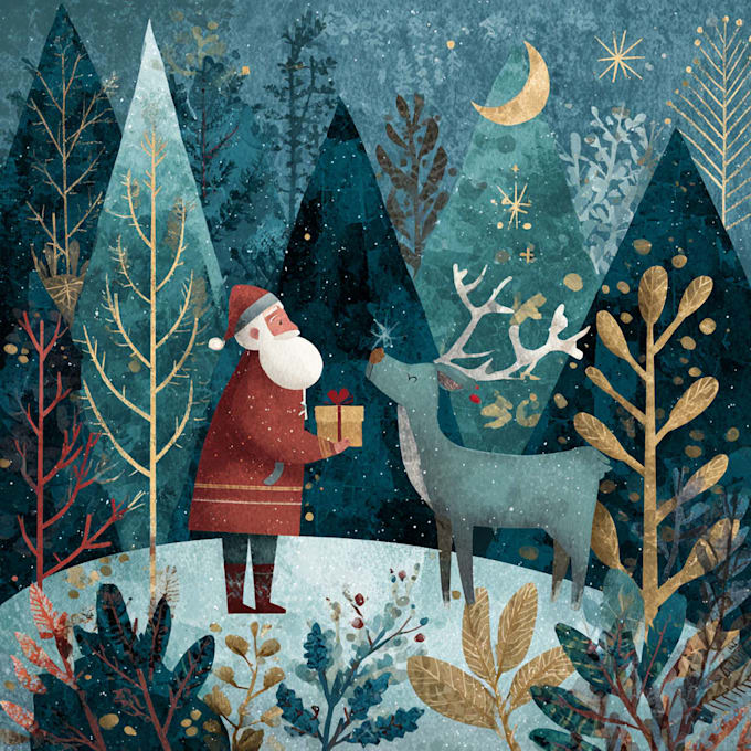 make a christmas cartoon portrait or illustration