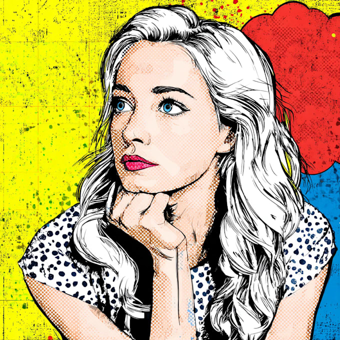draw pop art portrait in roy lichtenstein style
