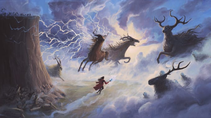 create epic mythical story illustrations inspired by ancient legends