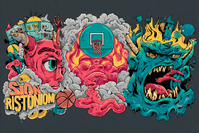 create cartoon vector illustration for t shirt print design