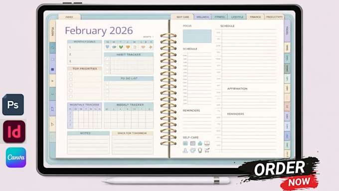 etsy digital planner, hyperlinked planner journal, etsy digital planner products