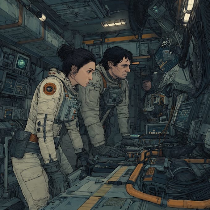 Dibujar ilustraciones de ciencia ficción y arte de ciencia ficción.