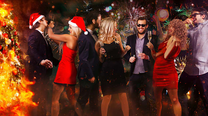 make a spooky christmas party flyer with custom effects