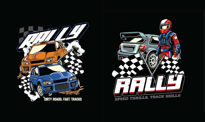do vector illustration with racing classic car logo design
