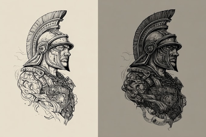 make a line art design and linework tattoo for you