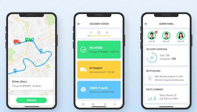 develop delivery vehicle tracking app with admin dashboard