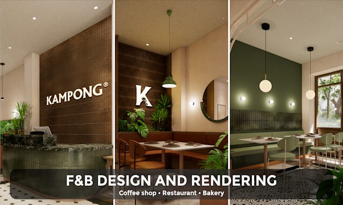 design and render realistic café or restaurant interiors