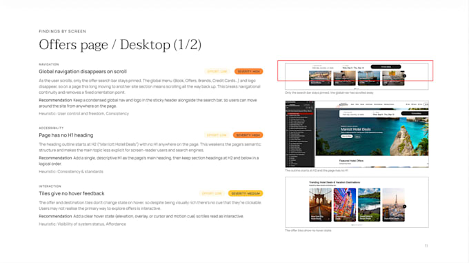 conduct a UX audit with clear, actionable recommendations