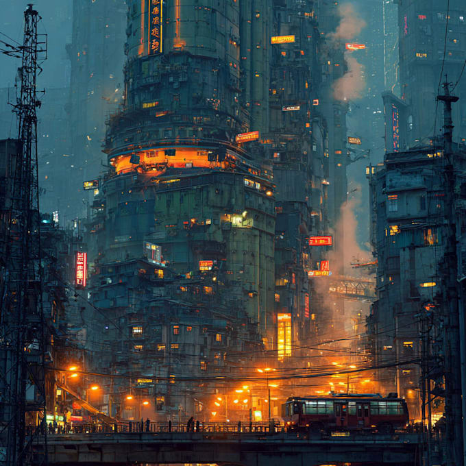 Do sci fi science fiction, cyberpunk city fantasy art illustration by ...