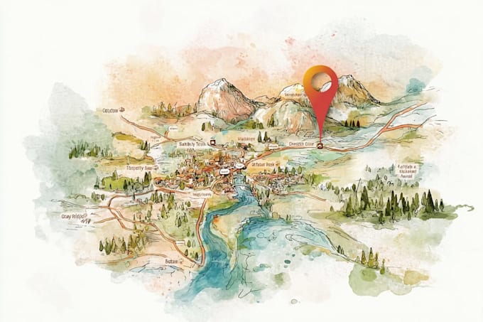 do custom watercolor wedding map