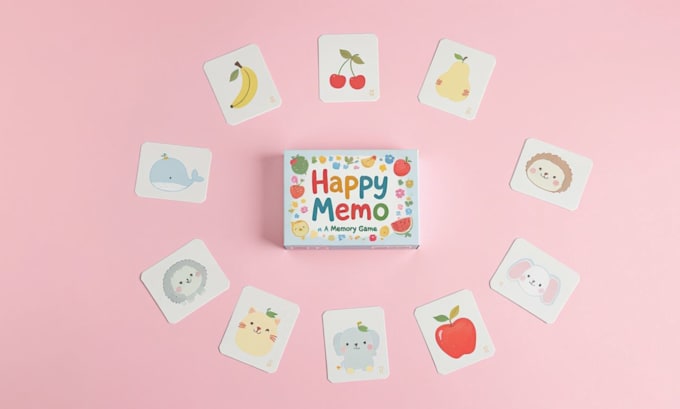 do design digital illustration for kids educational memory card game