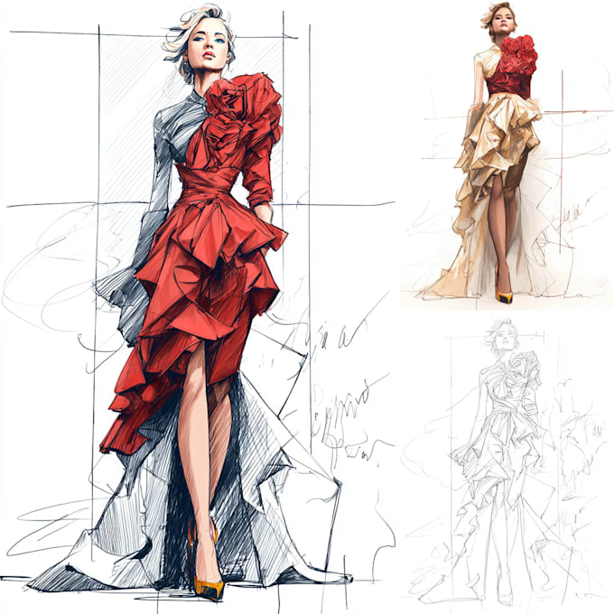 create technical fashion illustration, pattern design